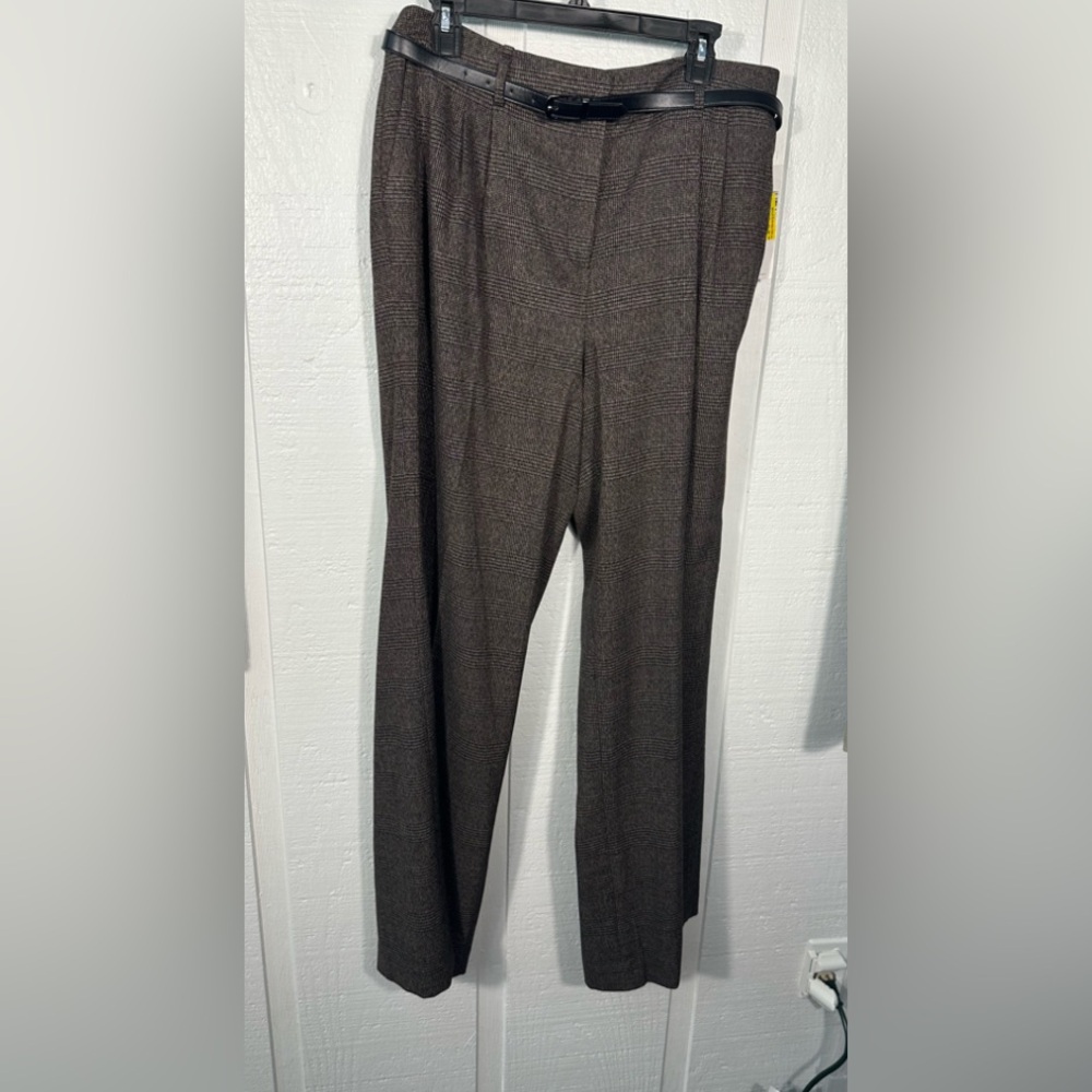 Calvin Klein Women's Brown Herringbone Belted Pants Size 12 N… - Picture 2 of 11